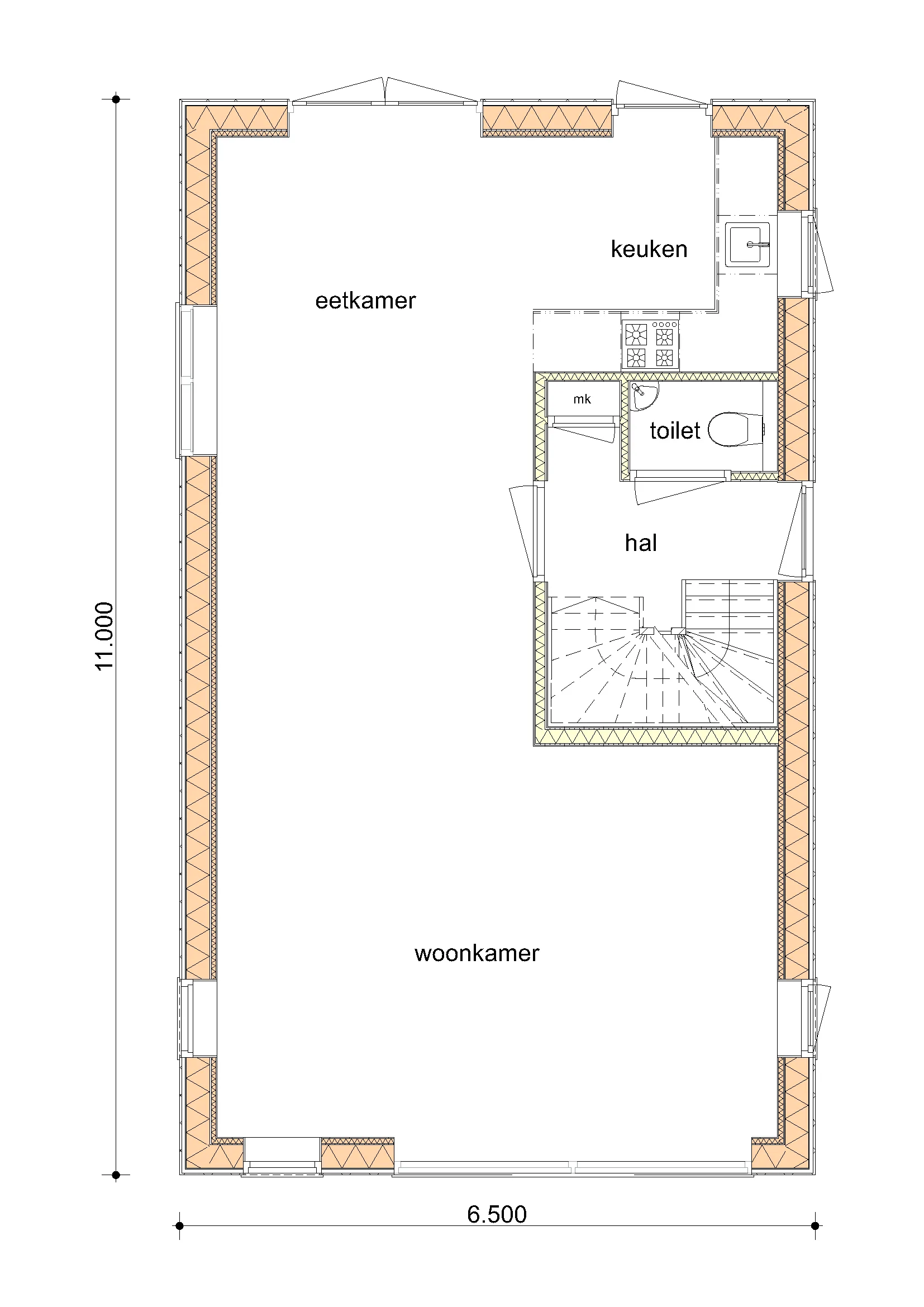 Plattegrond Begane grond van De Berk
