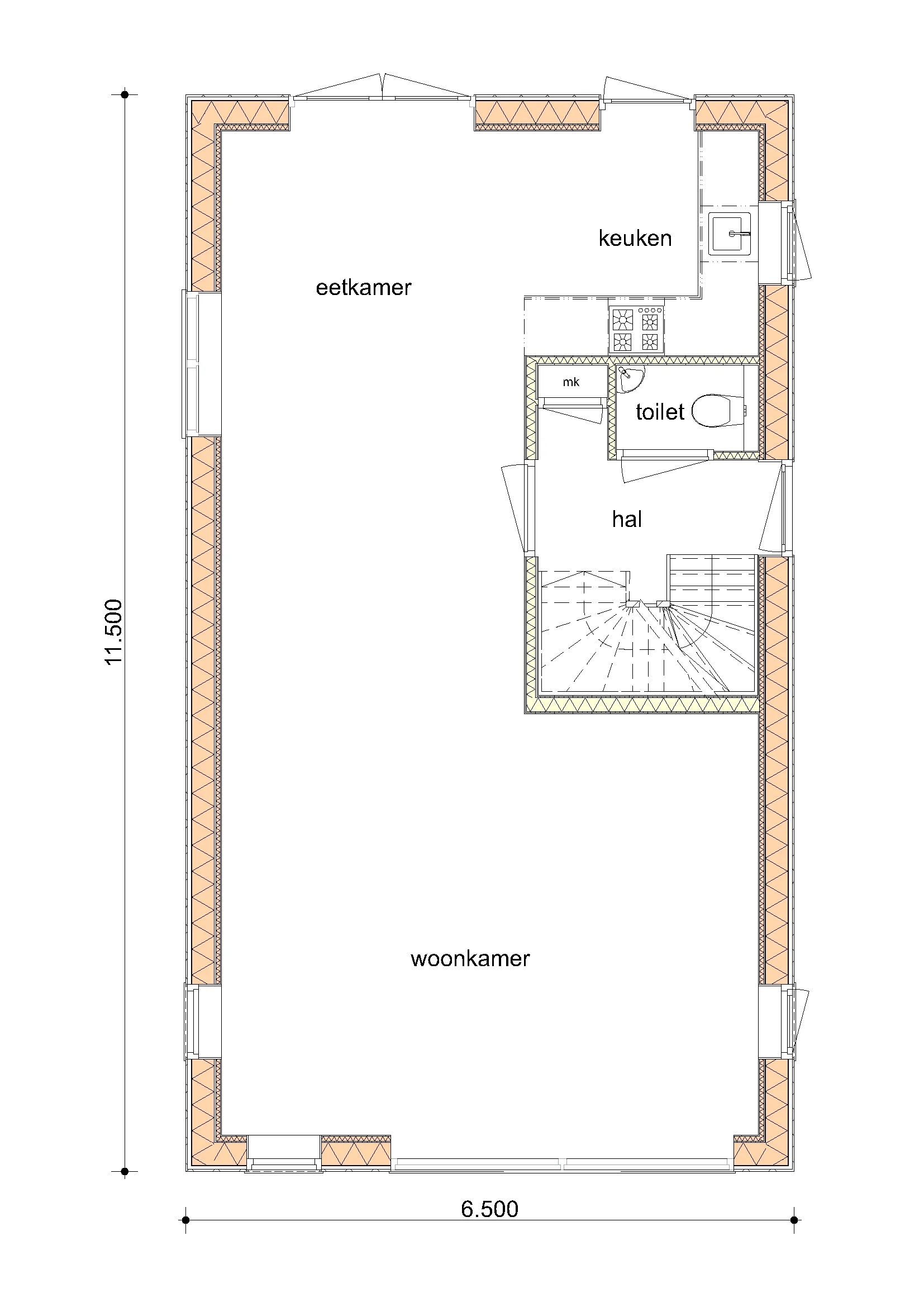 Plattegrond Begane grond van De Berk