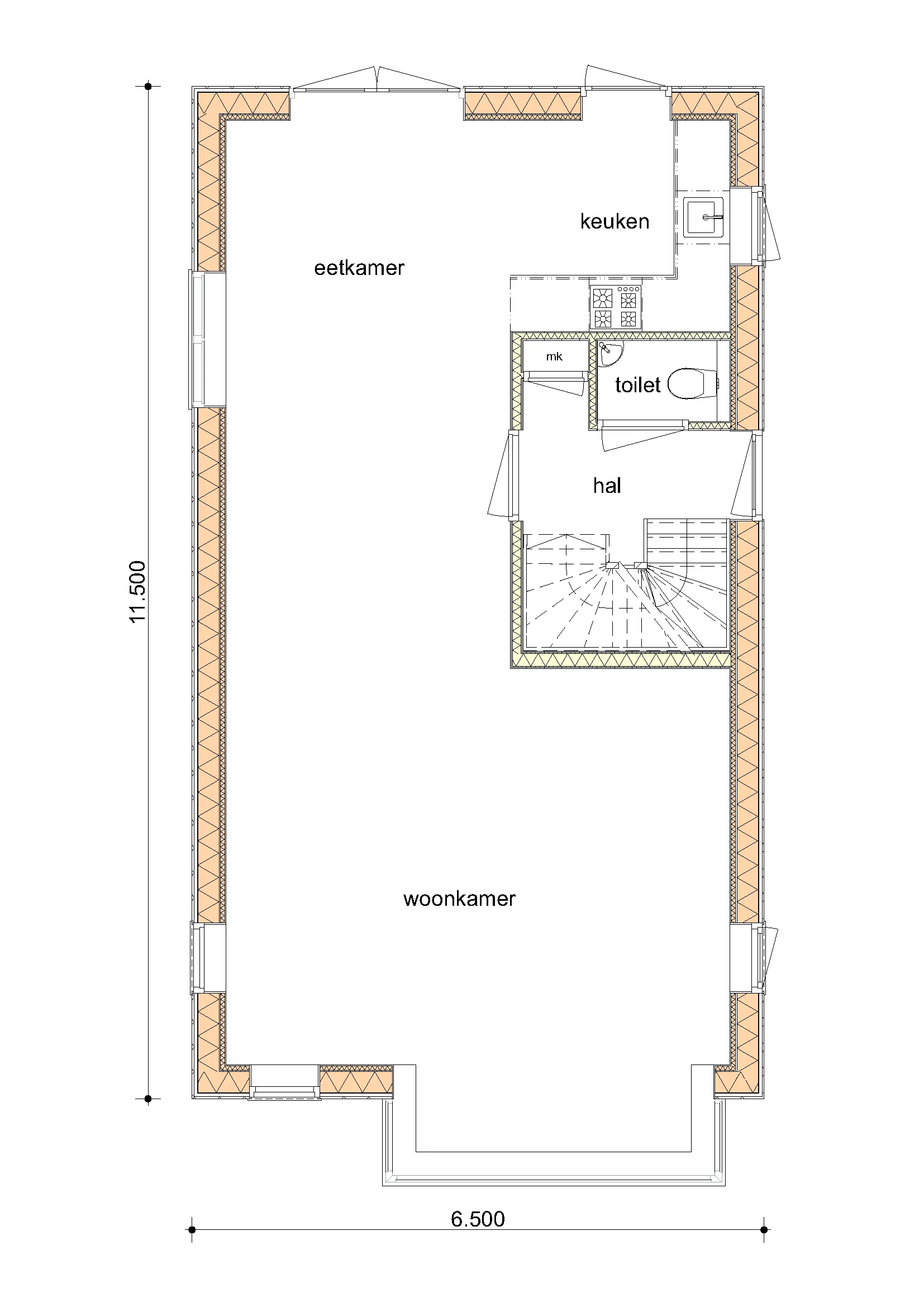Plattegrond Begane grond van De Berk