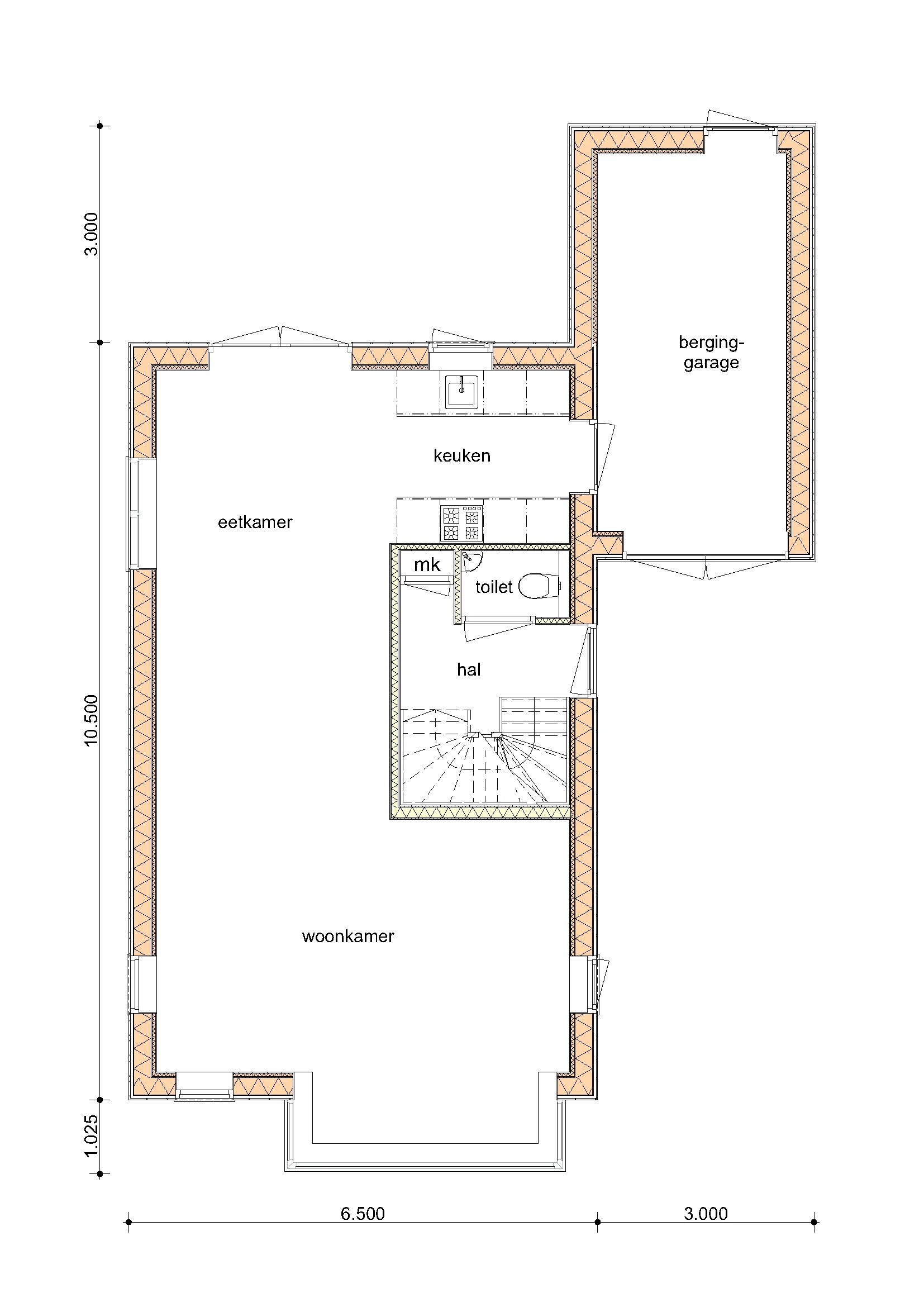 Plattegrond Begane grond van De Berk