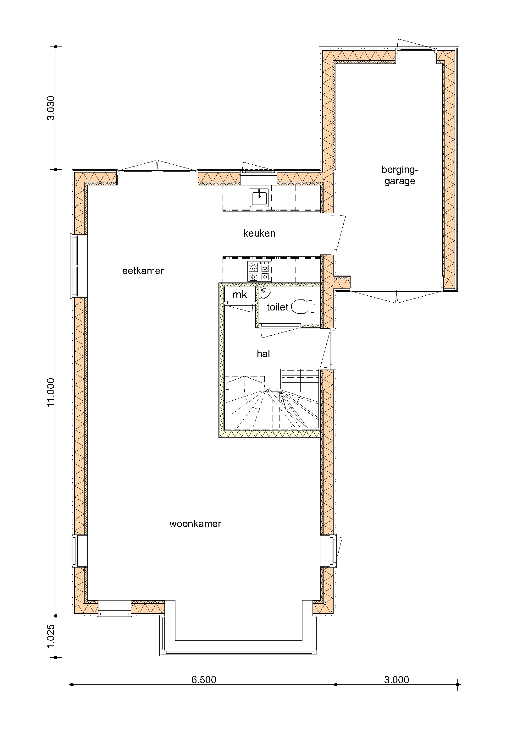Plattegrond Begane grond van De Berk
