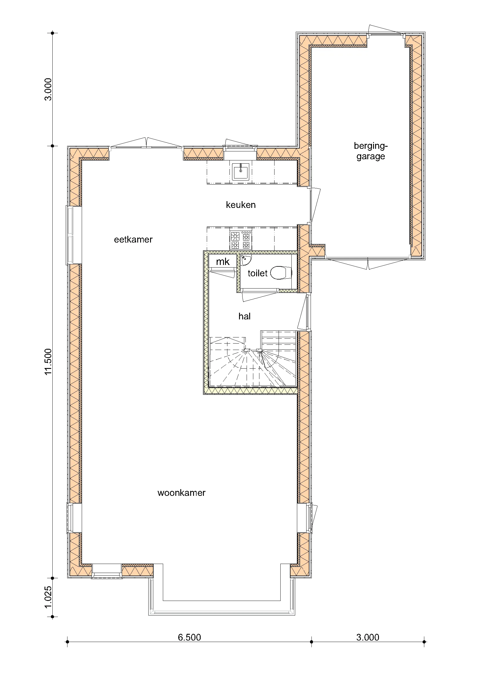 Plattegrond Begane grond van De Berk