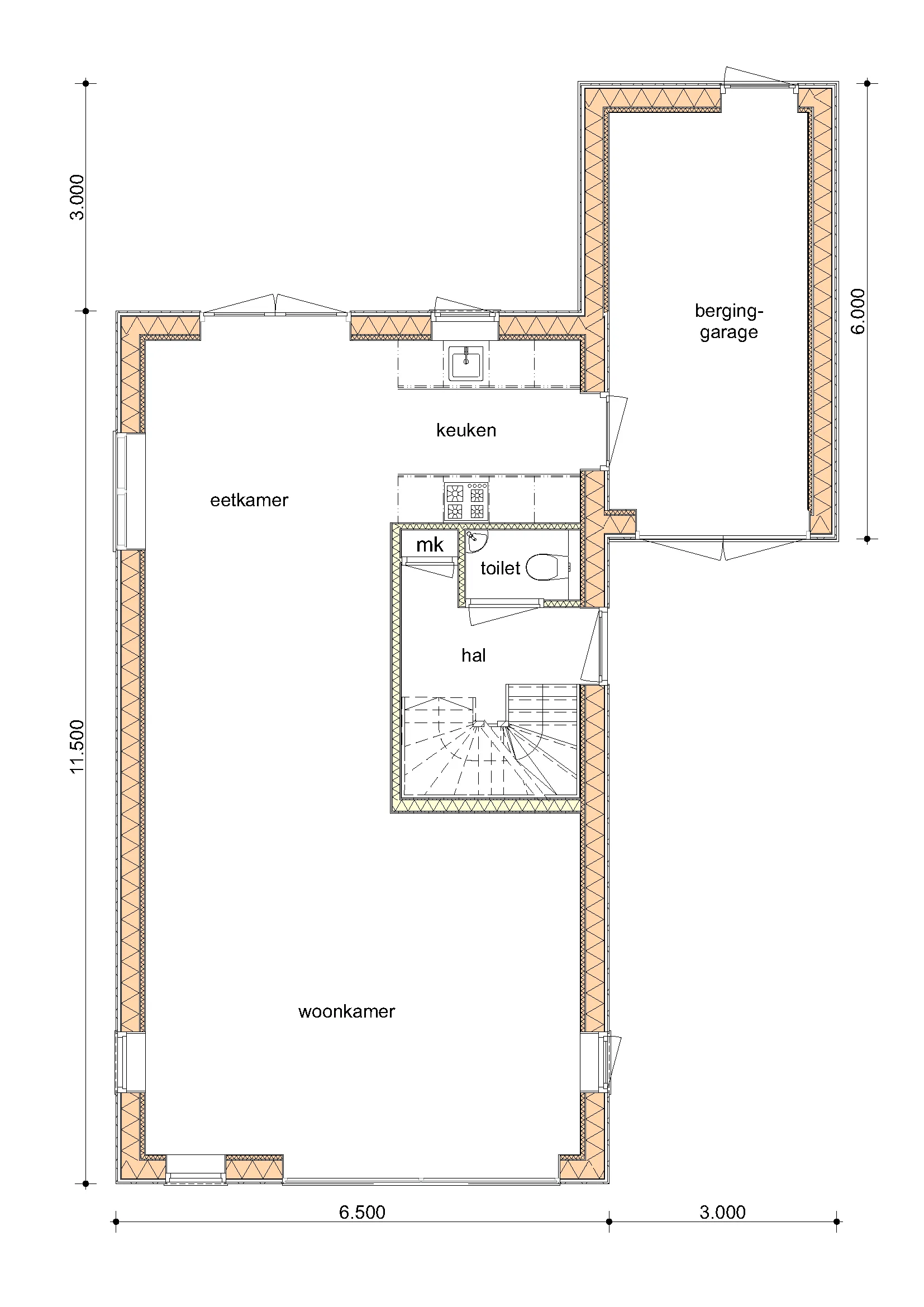 Plattegrond Begane grond van De Berk