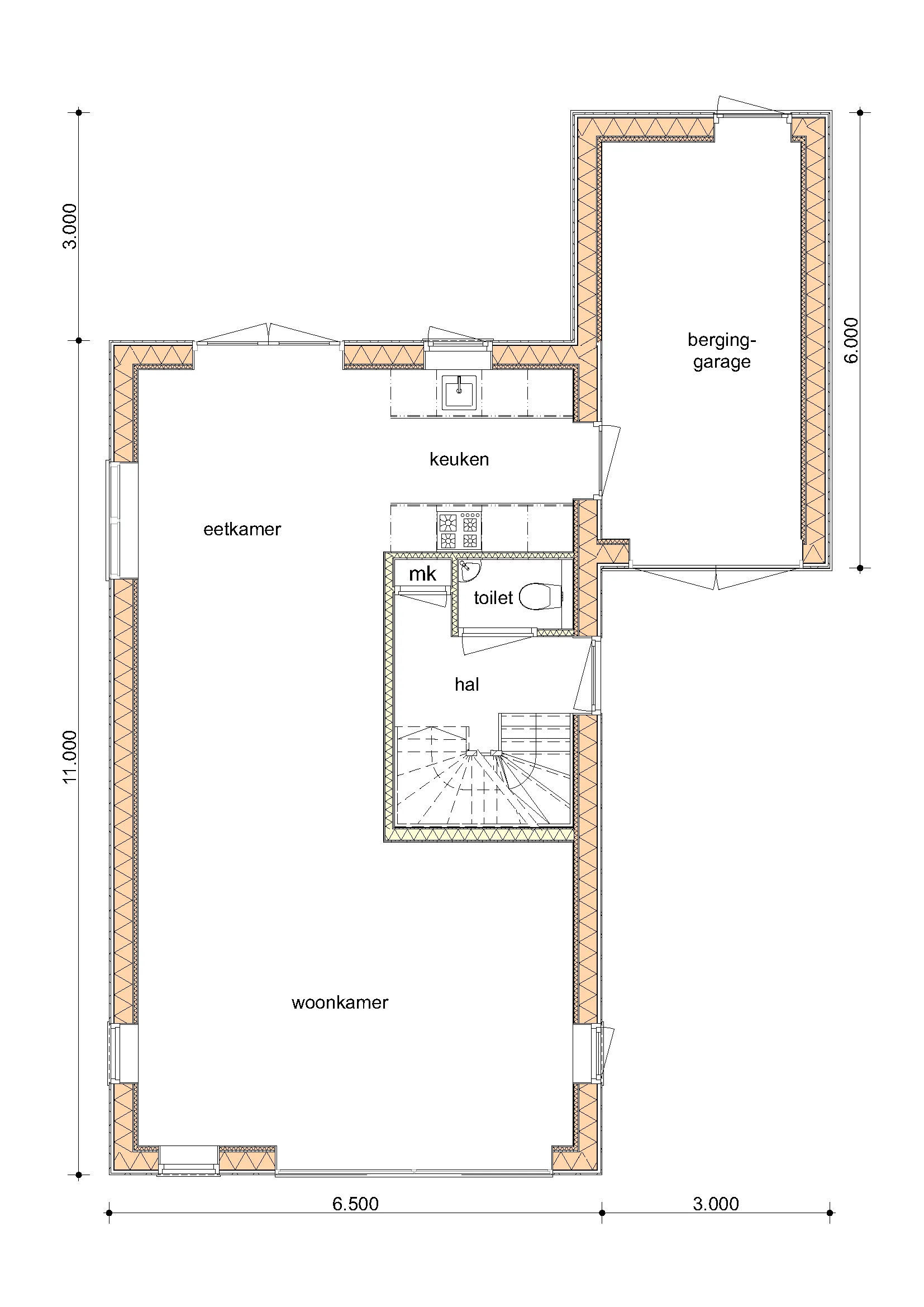 Plattegrond Begane grond van De Berk
