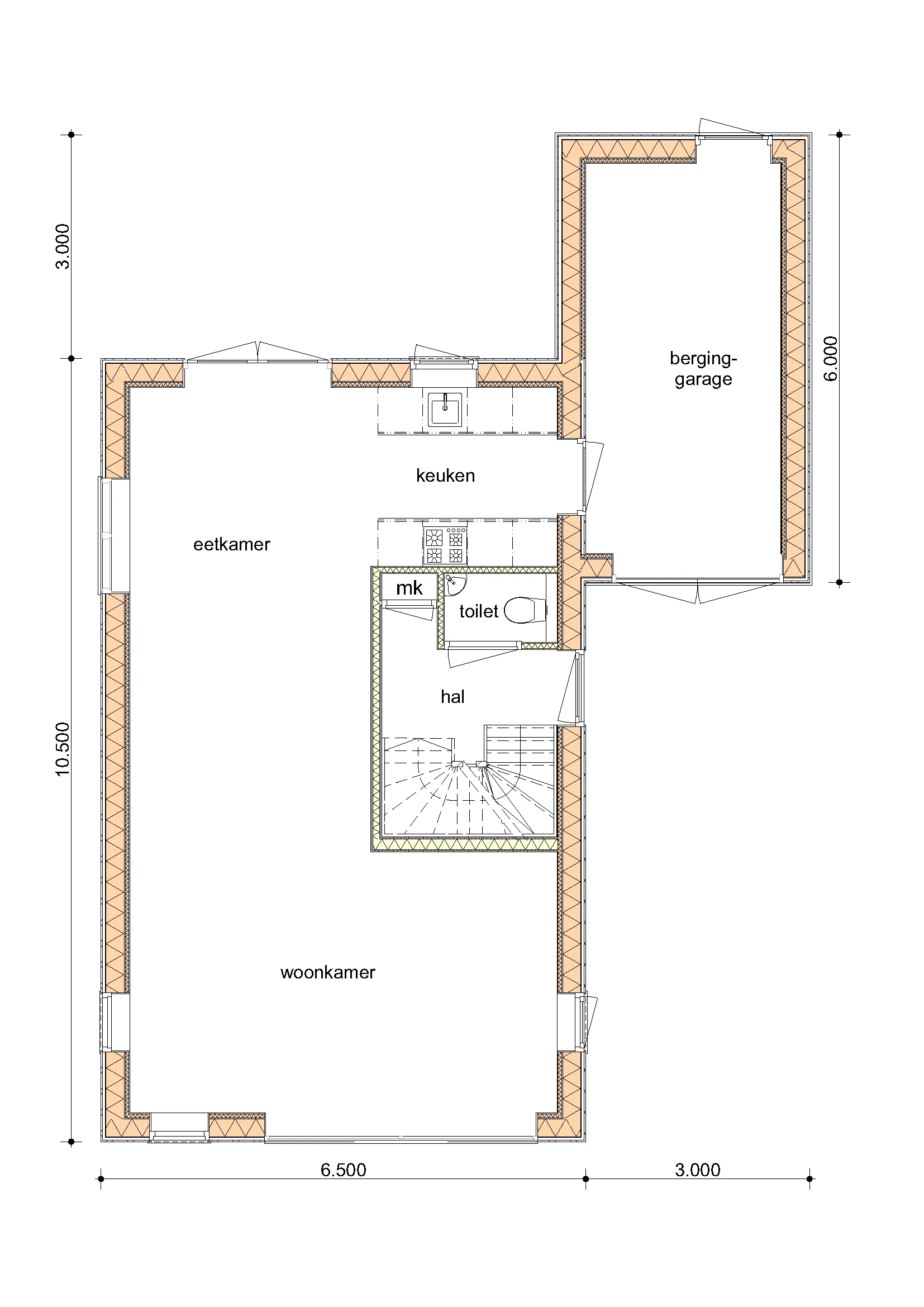 Plattegrond Begane grond van De Berk