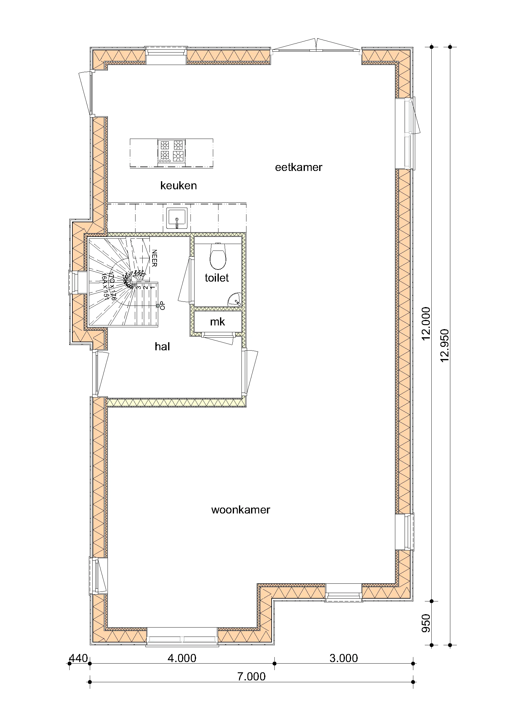 Plattegrond Begane grond van De Eik