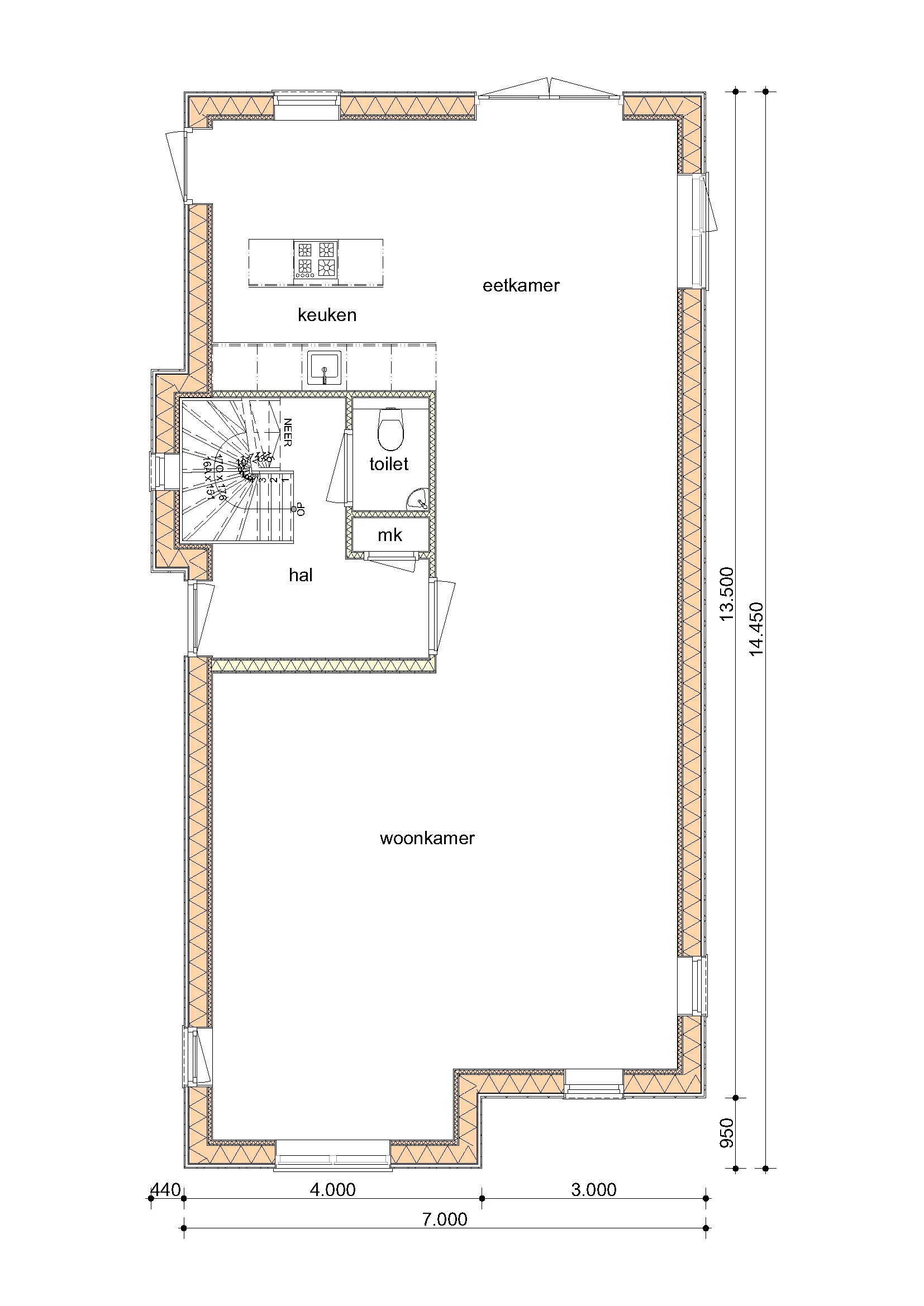 Plattegrond Begane grond van De Eik