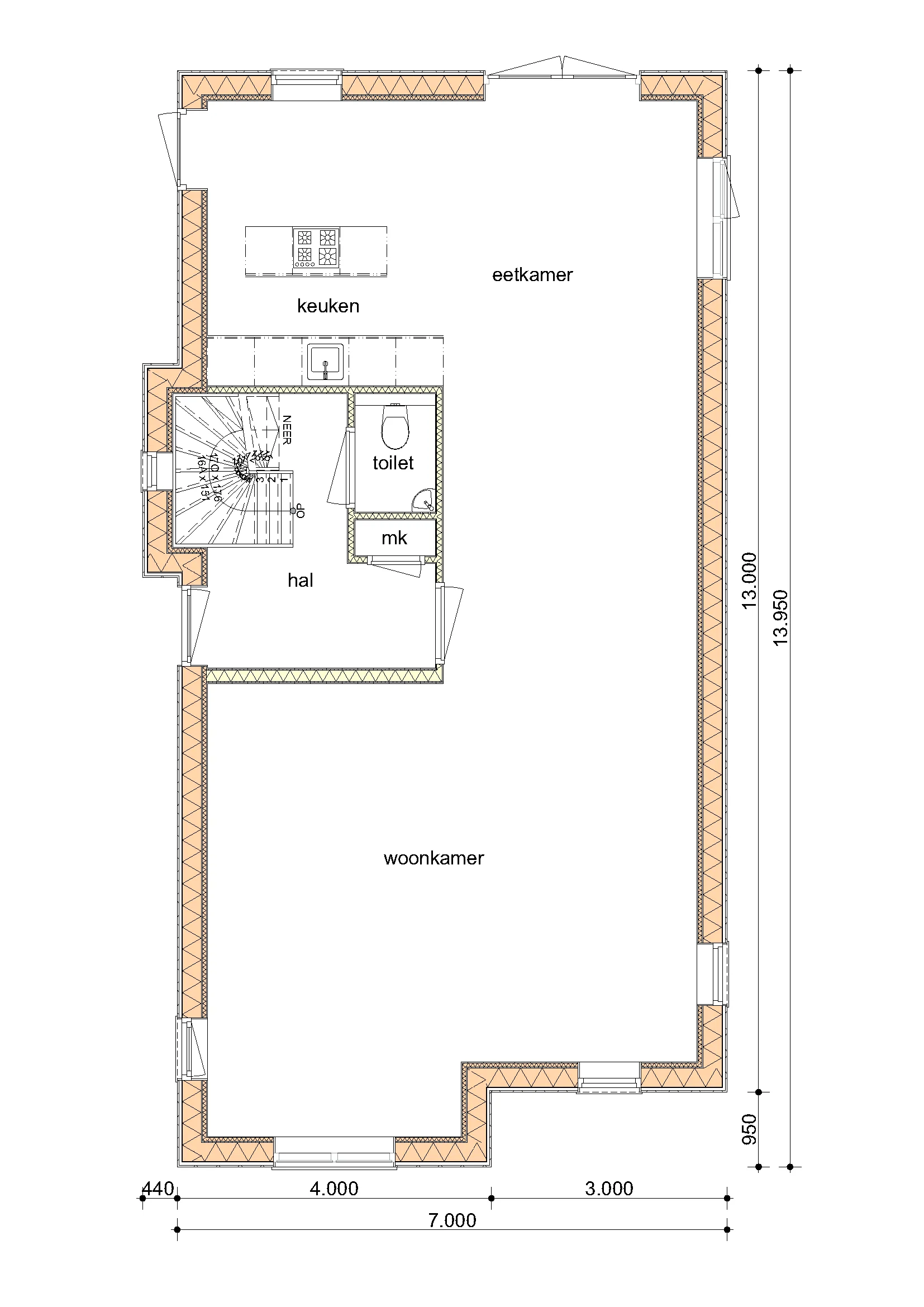 Plattegrond Begane grond van De Eik