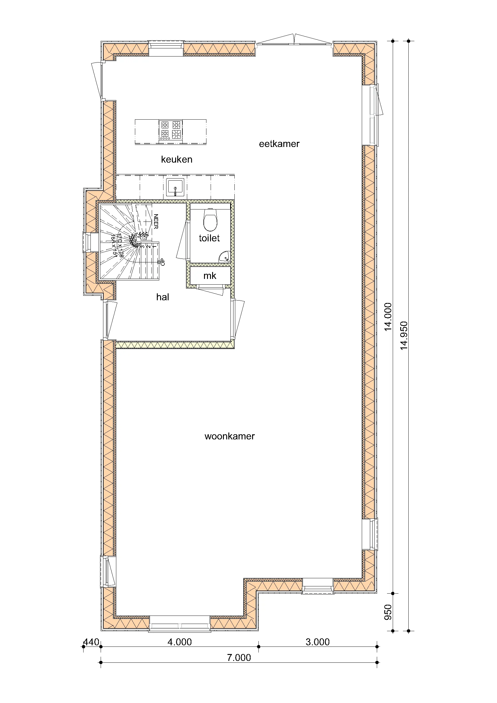 Plattegrond Begane grond van De Eik