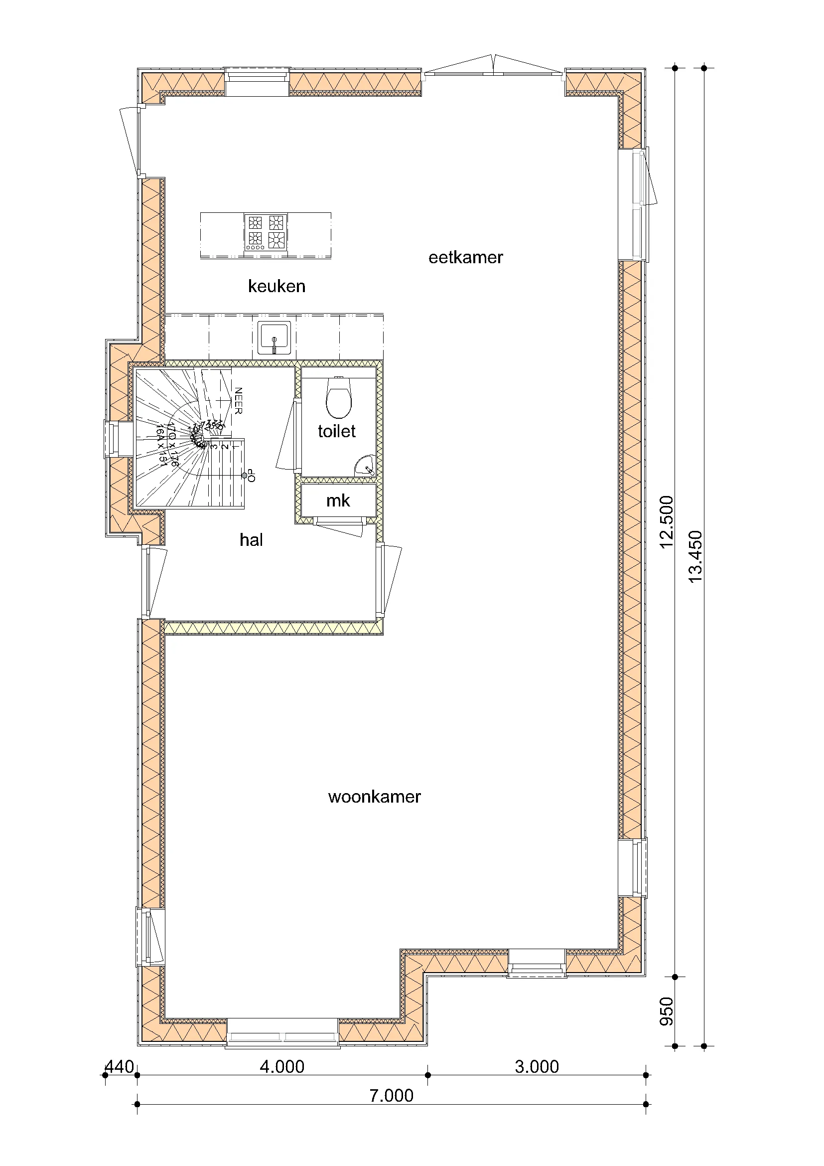 Plattegrond Begane grond van De Eik
