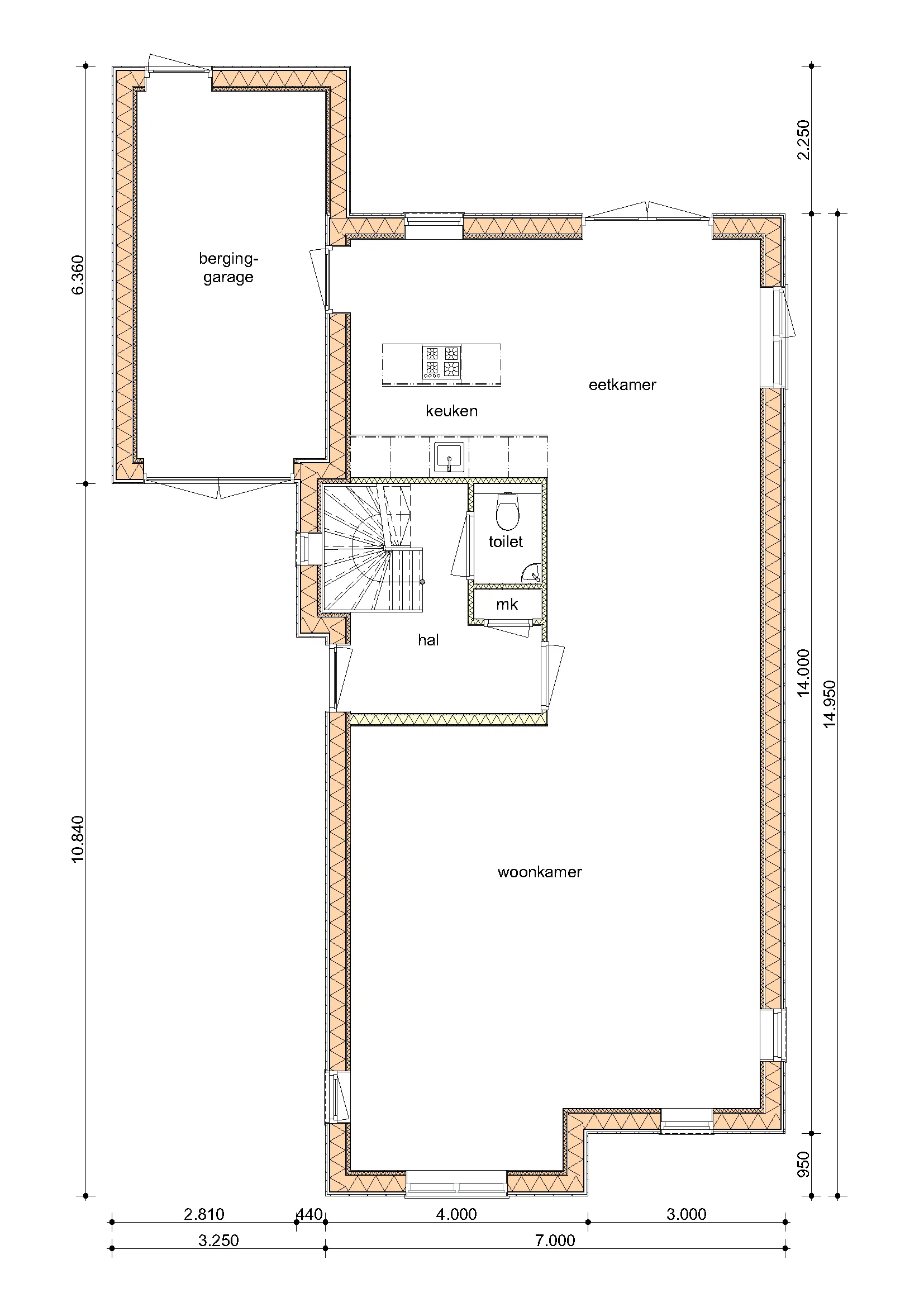 Plattegrond Begane grond van De Eik