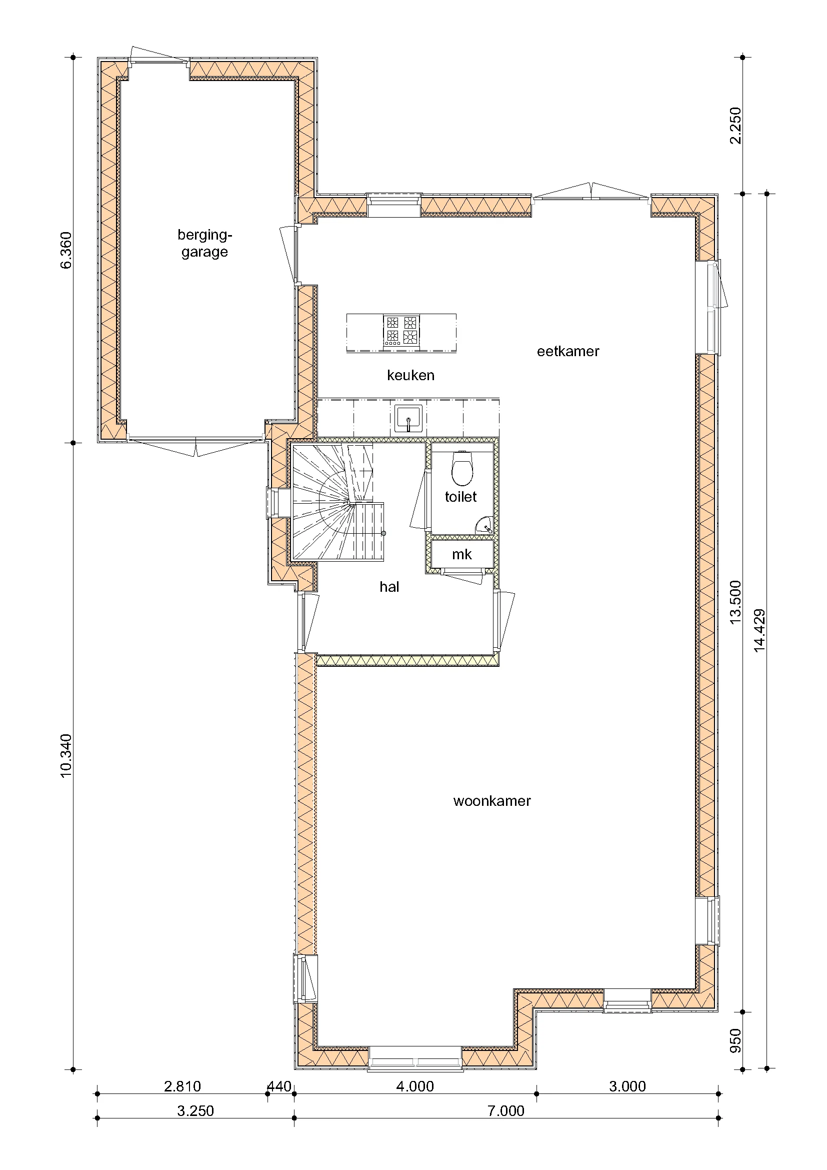 Plattegrond Begane grond van De Eik