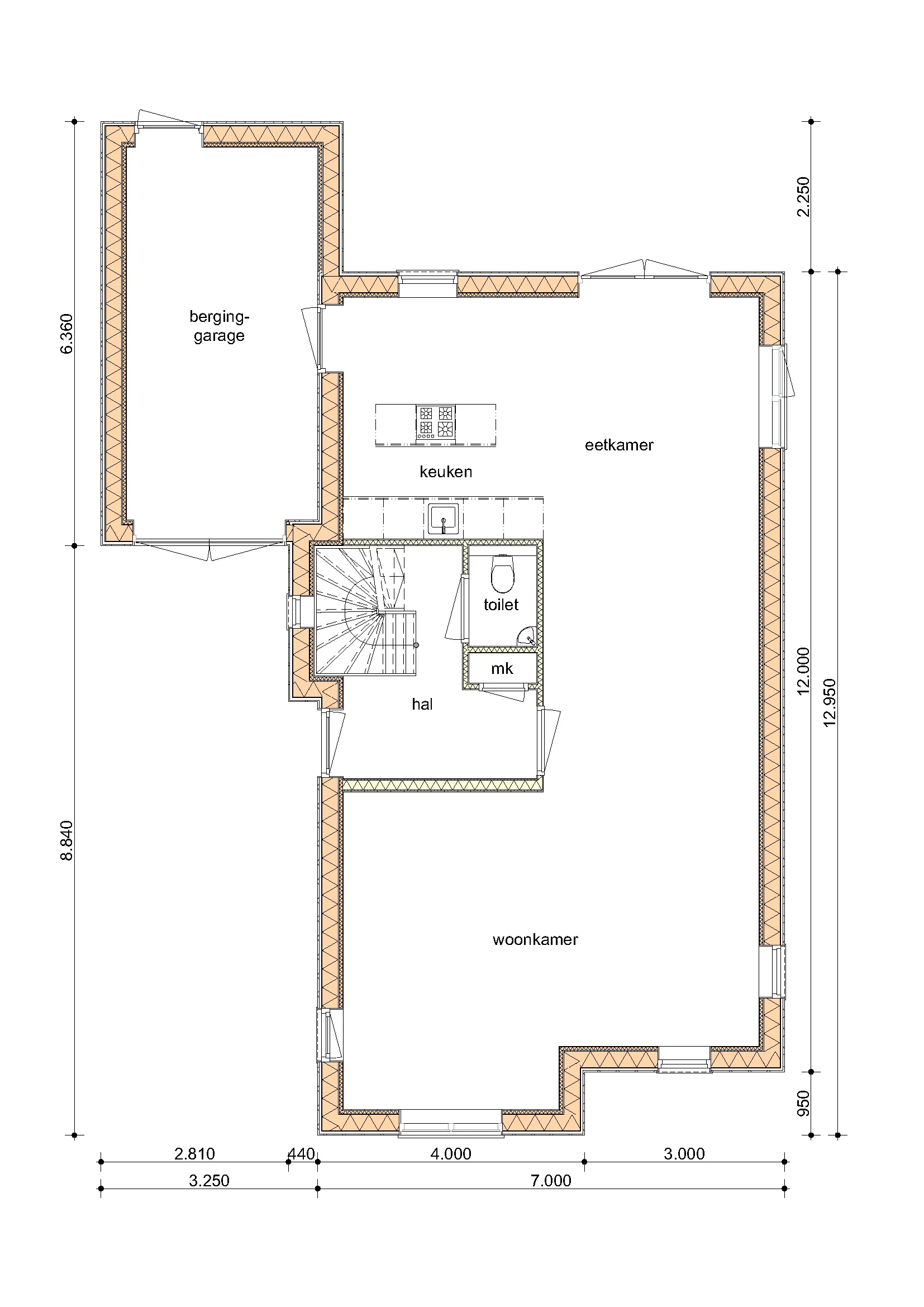 Plattegrond Begane grond van De Eik