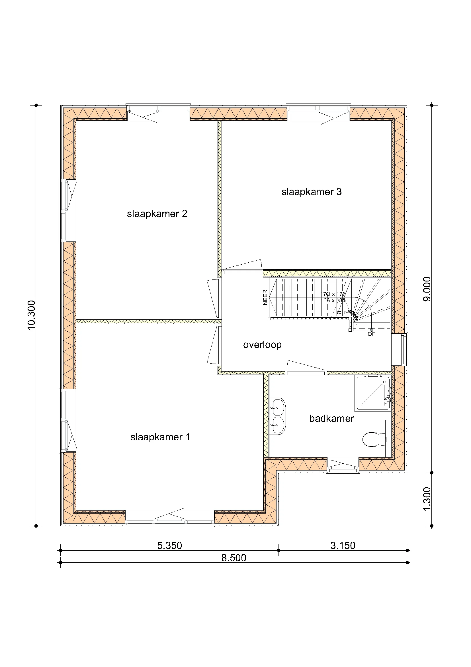 Plattegrond 1e verdieping van De Beuk